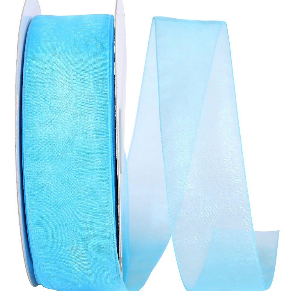 Decorative Ribbon | 1.5″ Sheer Chiffon Mono Ribbon Turquoise Decorative Ribbon Decorative Ribbon