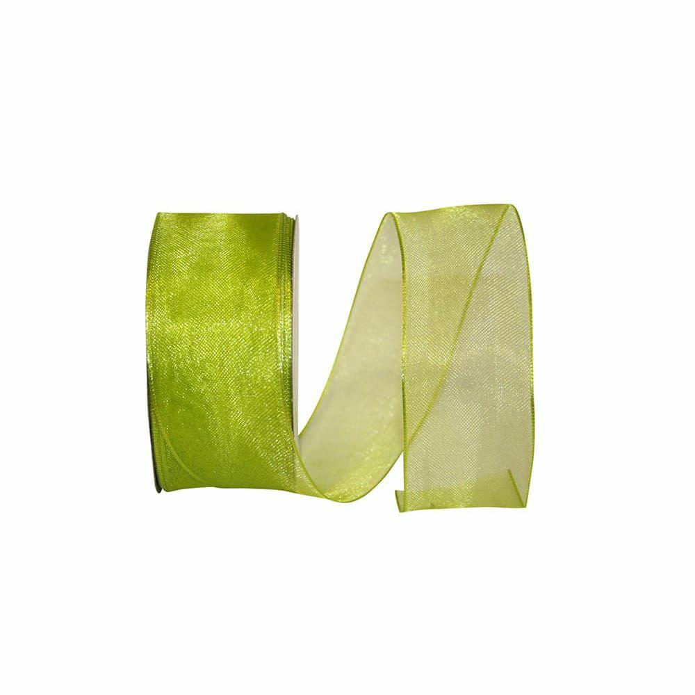 Decorative Ribbon | 1.5″ x 25yd. Elegant Sheer Wired Ribbon Lime Decorative Ribbon Decorative Ribbon