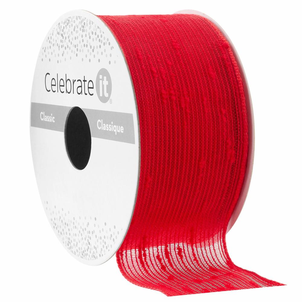 Decorative Ribbon | 1.5″ x 3yd. Crackle Chiffon Ribbon Red Decorative Ribbon Decorative Ribbon