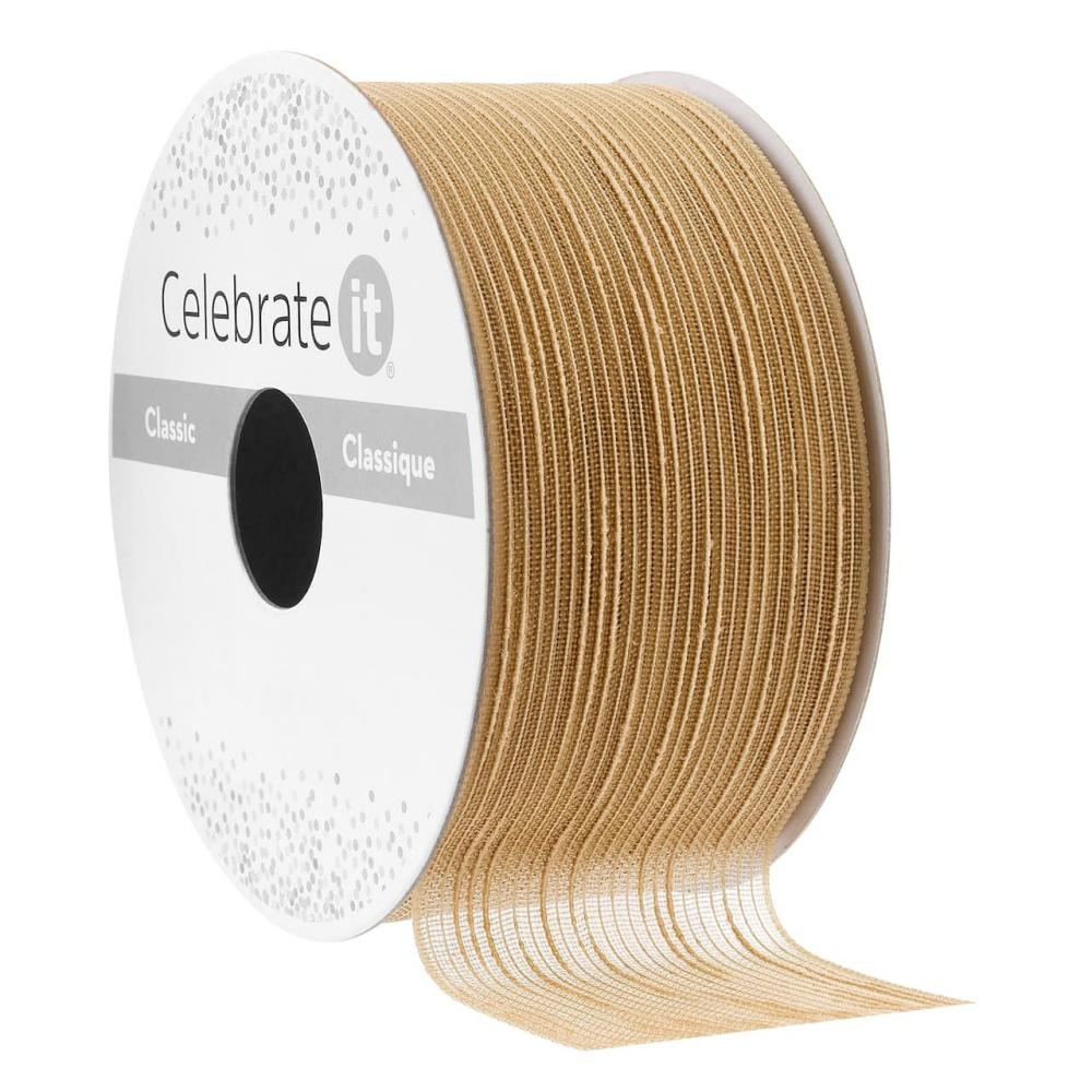 Decorative Ribbon | 1.5″ x 3yd. Sheer Taupe Ribbon Classic Decorative Ribbon Decorative Ribbon