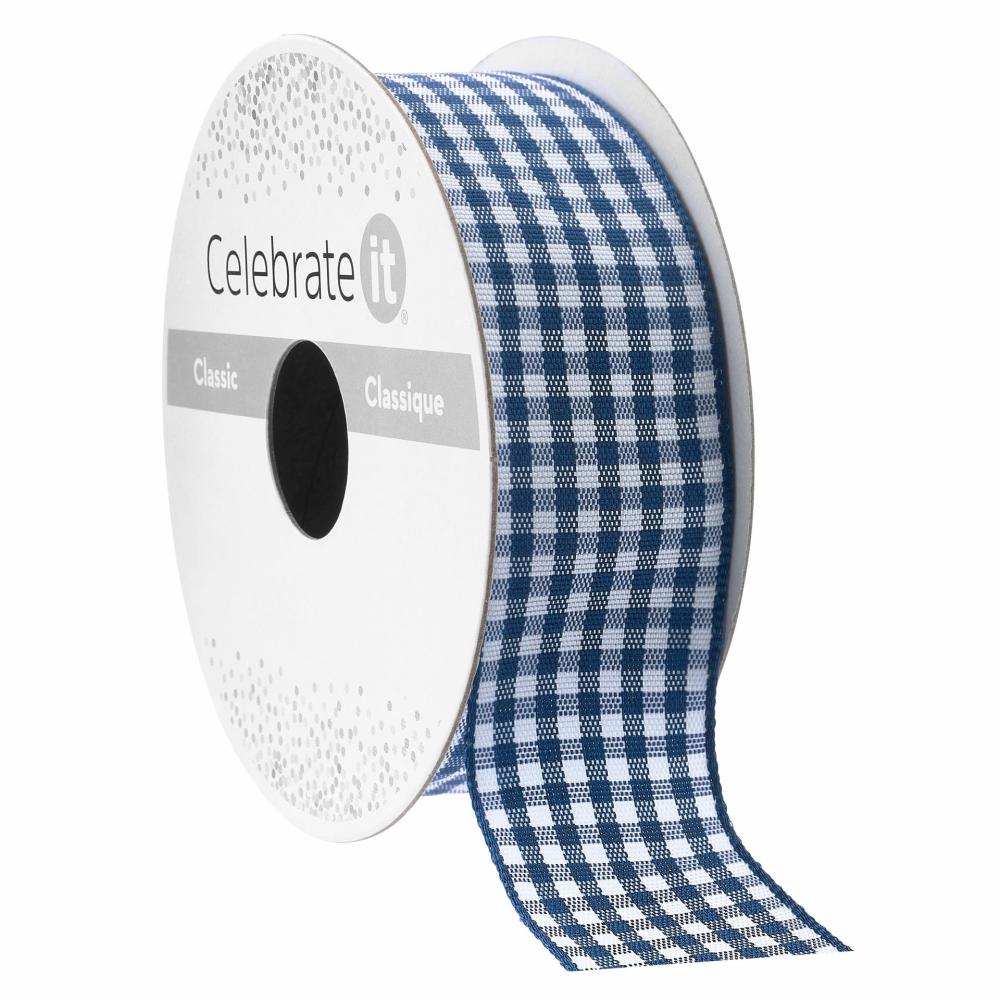 Decorative Ribbon | 1″ x 5yd. Gingham Ribbon Classic Navy Decorative Ribbon Decorative Ribbon