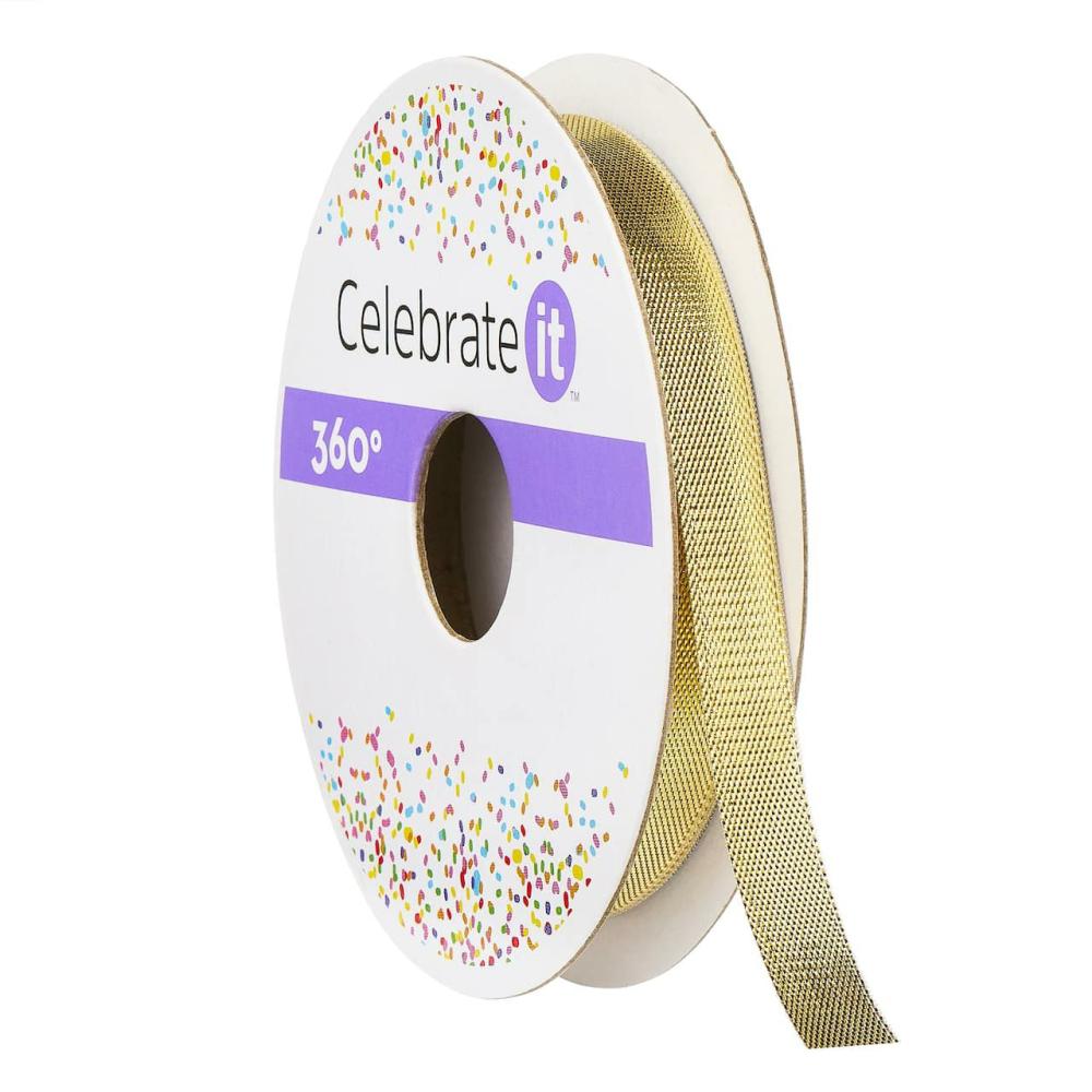 Decorative Ribbon | 12 Pack: 1/4″ Lamé Gold Ribbon 360°™ Decorative Ribbon Decorative Ribbon