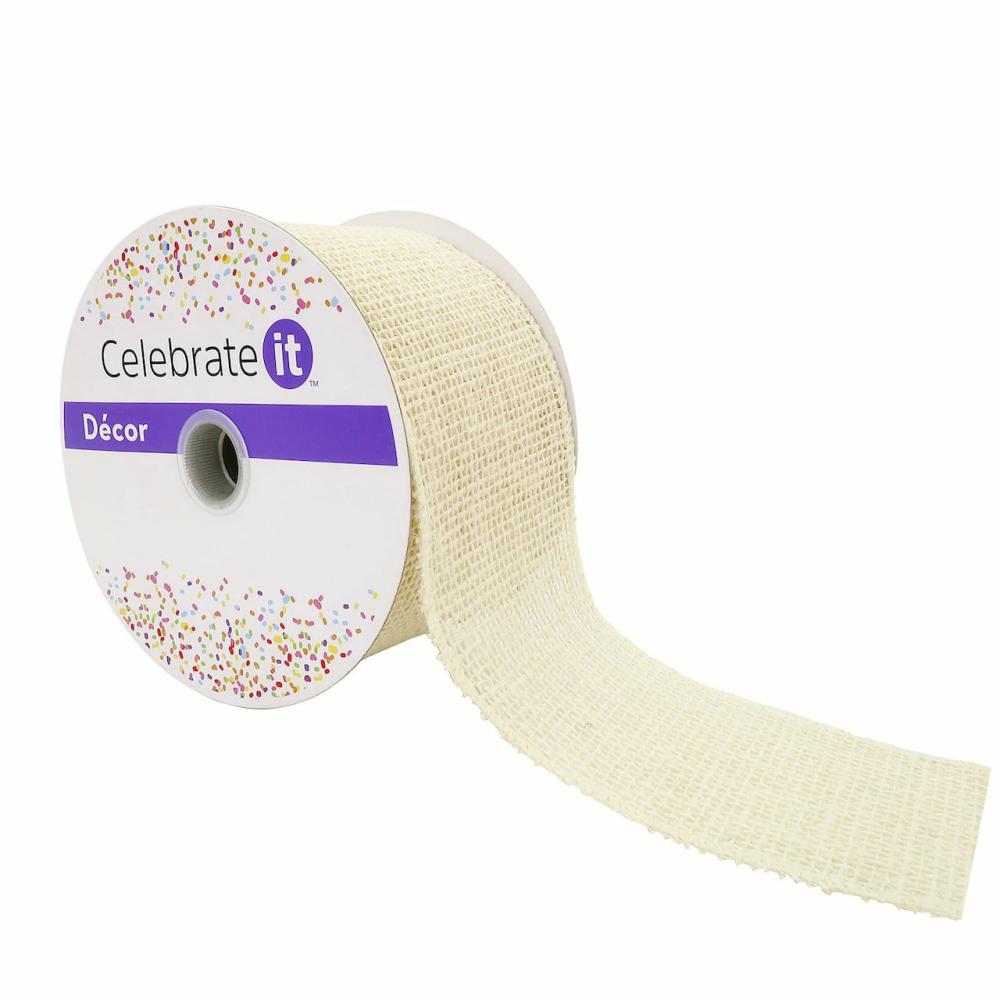 Decorative Ribbon | 12 Pack: 2.5″ Faux Burlap Wired Ribbon Decorative Ribbon Decorative Ribbon