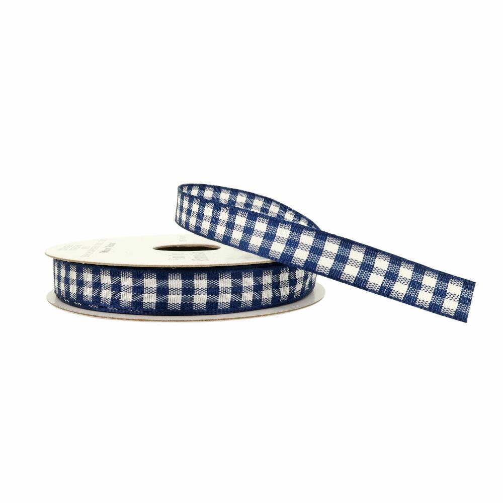 Decorative Ribbon | 12 Pack: 3/8” x 7yd. Gingham Ribbon Navy Decorative Ribbon Decorative Ribbon