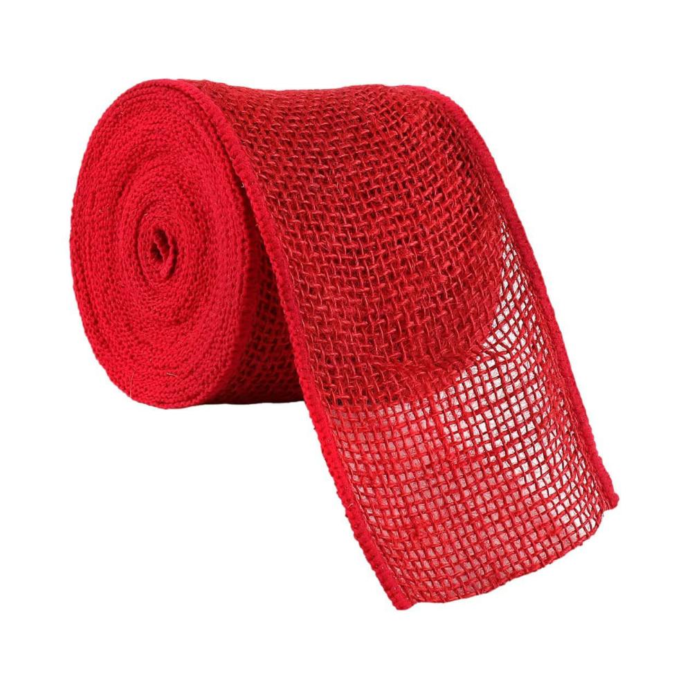 Decorative Ribbon | 12 Pack: 4″ Burlap Wired Ribbon Occasions™ Red Decorative Ribbon Decorative Ribbon