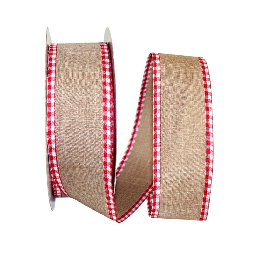 Decorative Ribbon | 2.5″ Linen Gingham Check Wired Ribbon Decorative Ribbon Decorative Ribbon