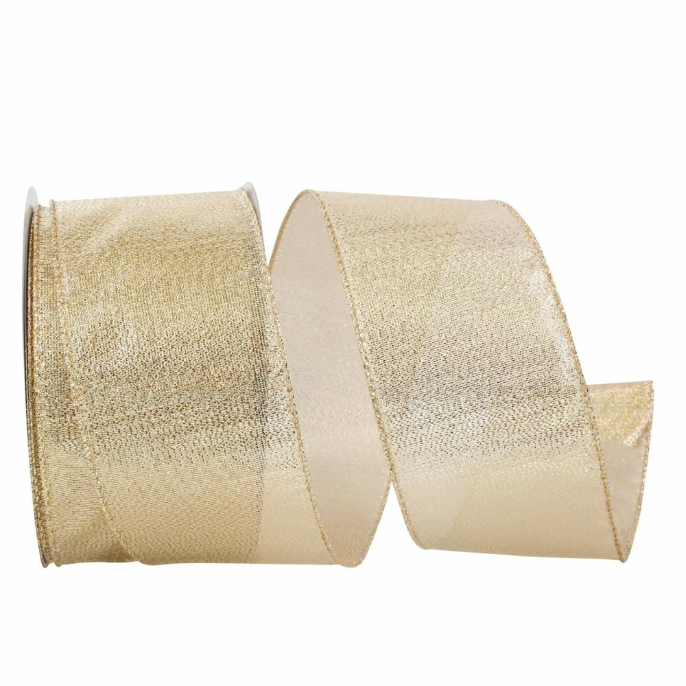 Decorative Ribbon | 2.5″ x 20yd. Gold Lamé Glimmer Wired Ribbon Decorative Ribbon Decorative Ribbon