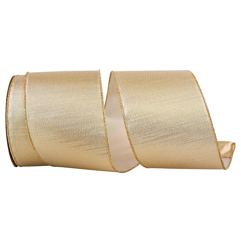 Decorative Ribbon | 25yd. Gold Lame Commercial Heavy Wired Ribbon Decorative Ribbon Decorative Ribbon