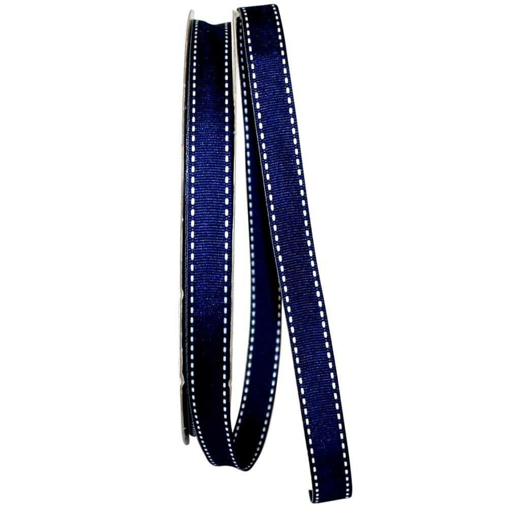 Decorative Ribbon | 5/8″ Grosgrain Saddle Stitch Ribbon Navy Decorative Ribbon Decorative Ribbon