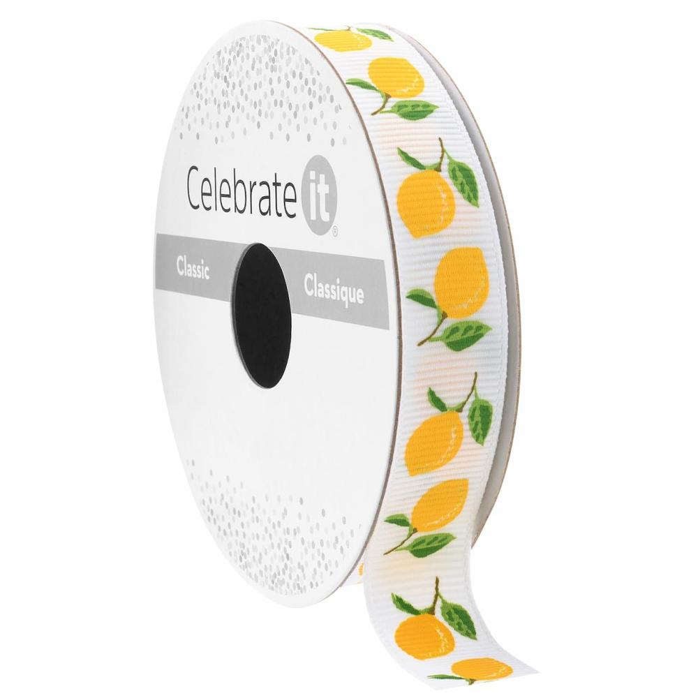 Decorative Ribbon | 5/8″ x 7yd. Lemon Ribbon Classic Decorative Ribbon Decorative Ribbon