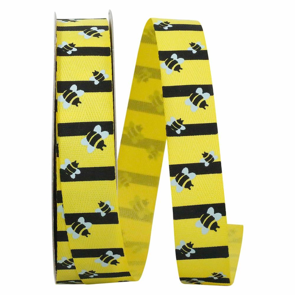 Decorative Ribbon | 7/8″ x 25yd. Bumble Bees Ribbon Decorative Ribbon Decorative Ribbon