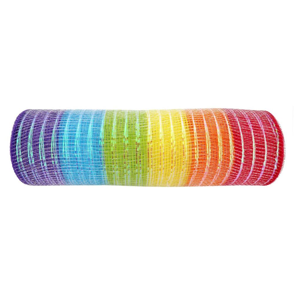 Mesh | 10″ x 6.3yd. Rainbow Striped Mesh Mesh Mesh