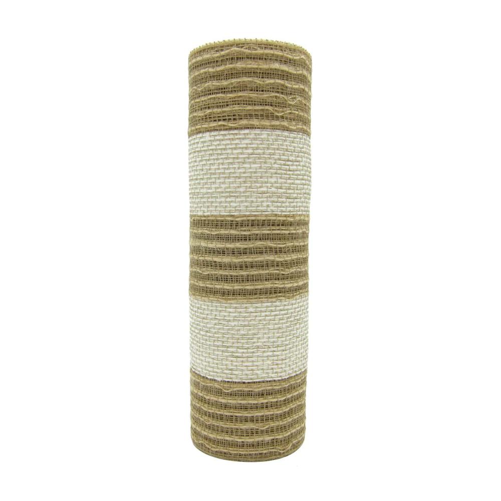 Mesh | 12 Pack: 10″ White & Natural Striped Mesh Mesh Mesh