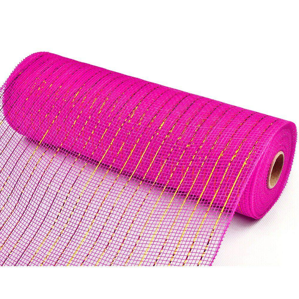 Mesh | 21″x10 Yards Deco Mesh Ribbon Wedding Christmas Decorations Mesh Roll Metallic Rose Red Mesh Mesh