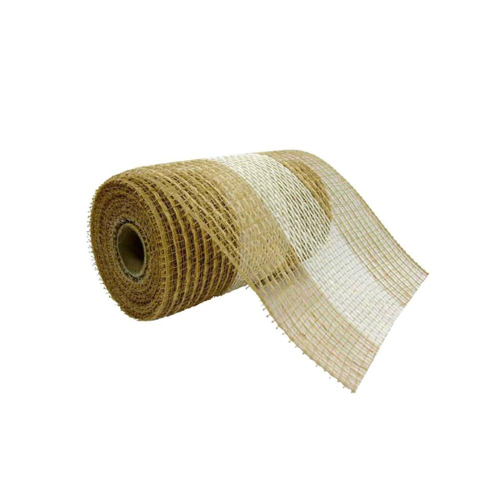 Mesh | 5.5″ x 24ft. Mesh Jute & Cotton Wide Stripe Ribbon Mesh Mesh