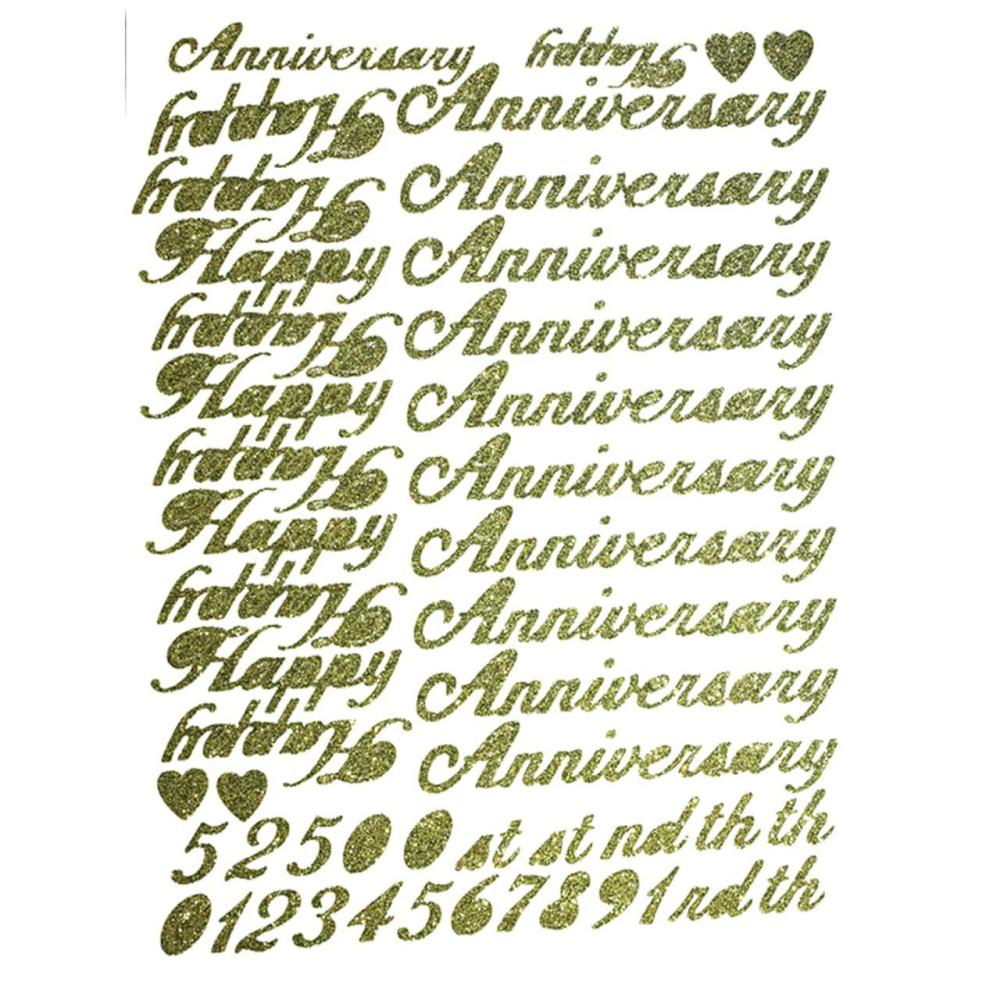 Ribbon Tools & Accessories | Gold Happy Anniversary Script Stickers Floral Adhesive Ribbon Ribbon Tools & Accessories