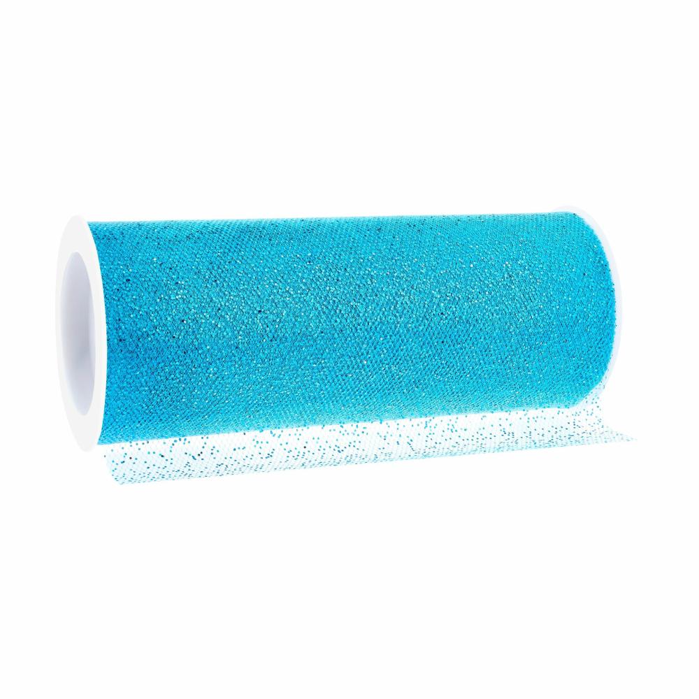 Texas Homecoming | 6″ Glitter Tulle Occasions™ Turquoise Ribbon Texas Homecoming