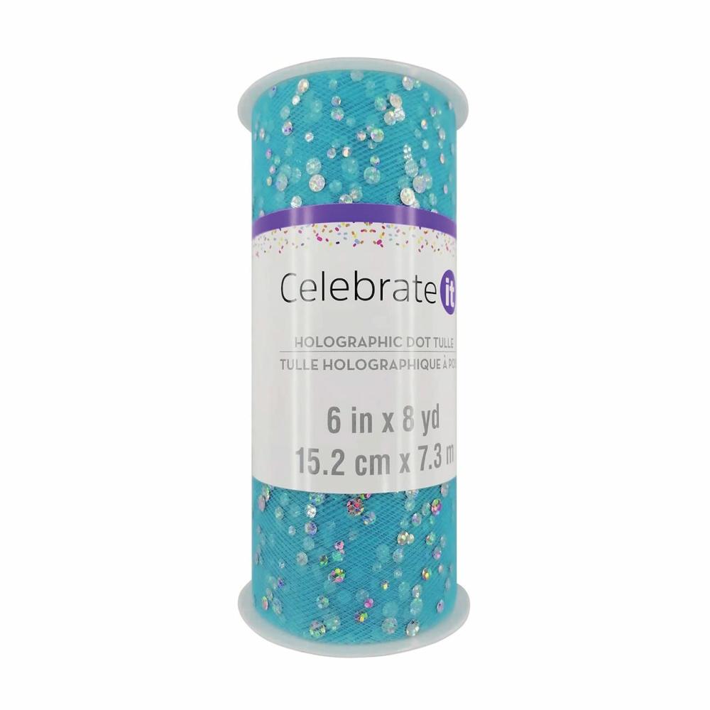 Tulle | 12 Pack: 6″ Holographic Foil Dot Tulle Ribbon Tulle