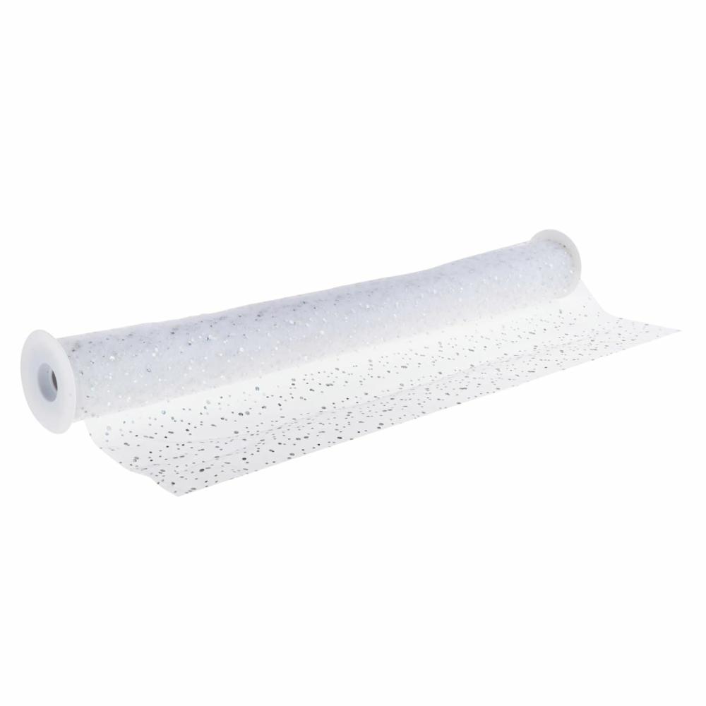 Tulle | 54″ x 9yd. White Holographic Dot Tulle Ribbon Tulle