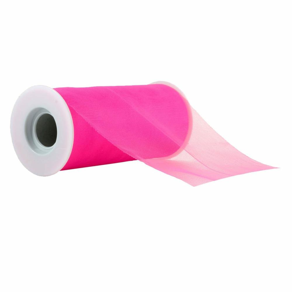 Tulle | 6″ x 20yd. Neon Tulle Occasions™ Neon Pink Ribbon Neon Pink