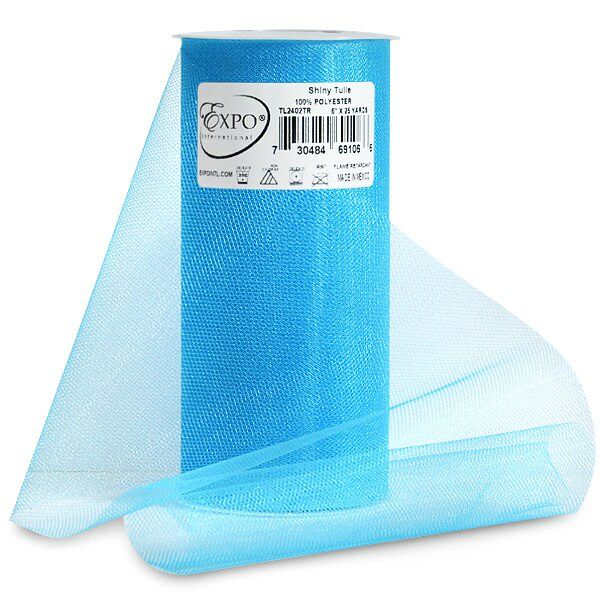 Tulle | Premium Shiny Tulle Spool of 6 Inch X 25 Yards Turquoise Ribbon Tulle