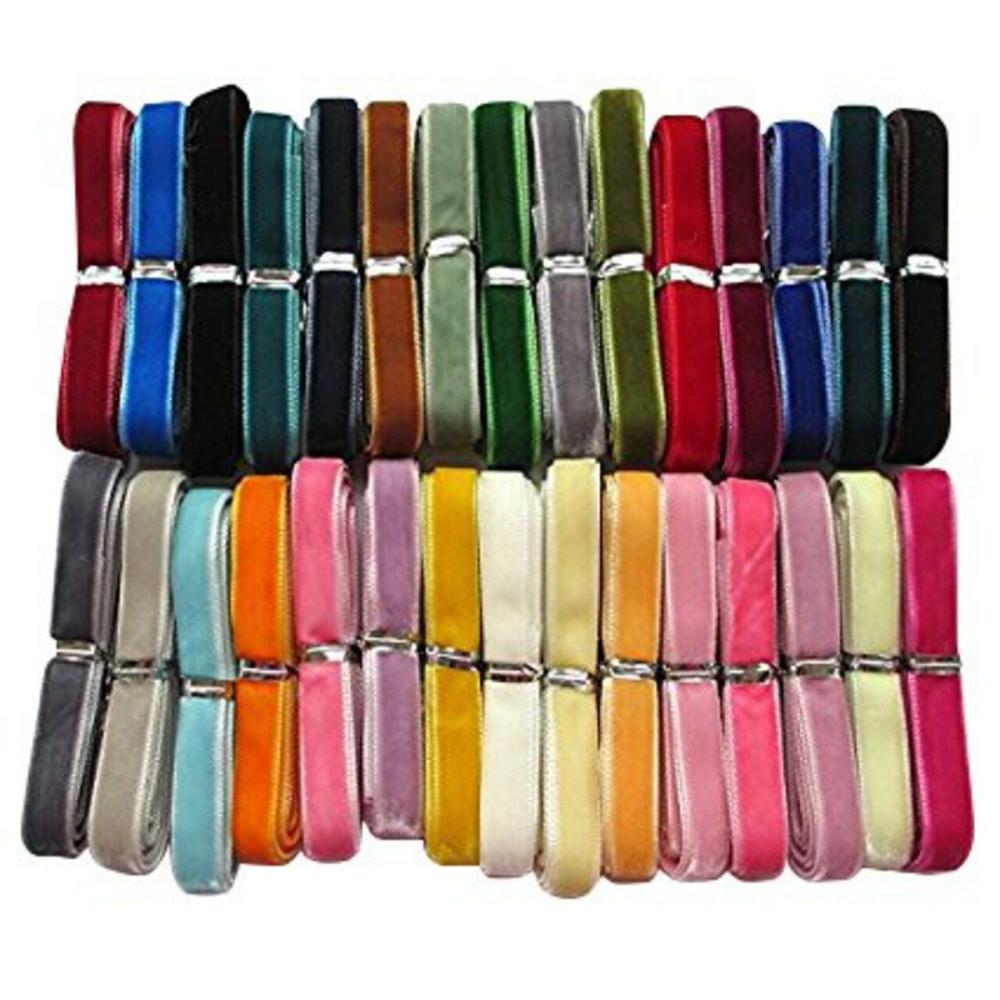 Value Pack Ribbon | 30 Yards 3/8″ Velvet Ribbon Total 30 Colors Assorted Lots Bulk (Multicolored, 3/8″(10mm)) Ribbon Value Pack Ribbon