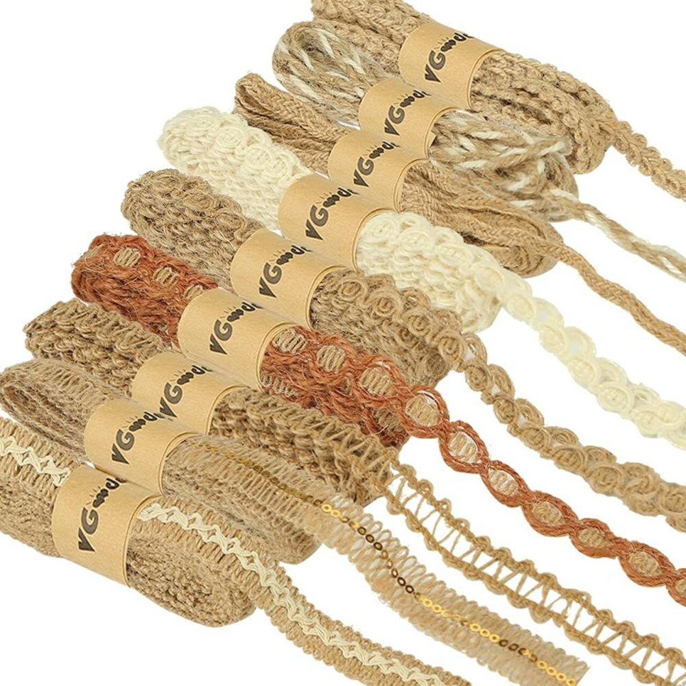 Value Pack Ribbon | 9 Rolls Jute Ribbons Lace Craft Ribbon 18 Meters for Crafts Wraping Gifts Party Holiday and Rustic Wedding Decorations Ribbon Value Pack Ribbon