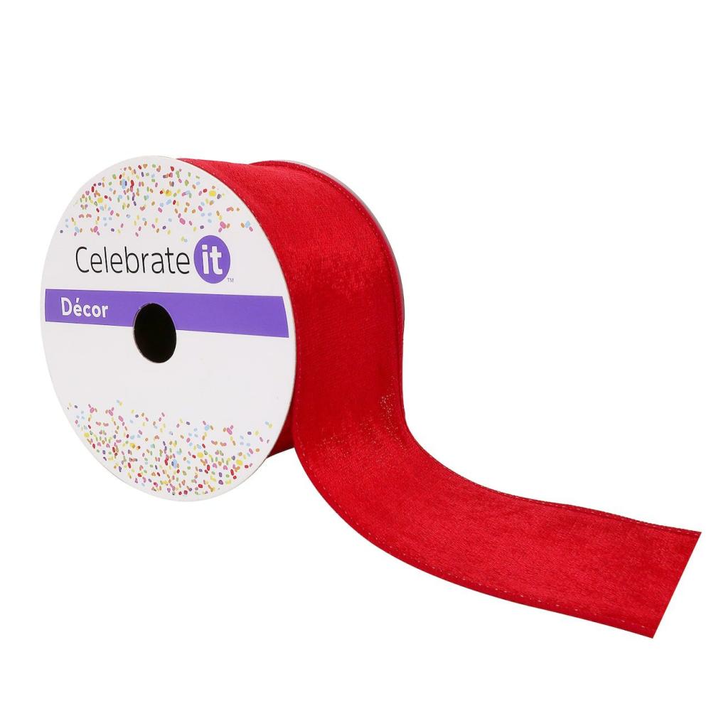 Basic Solid Ribbon | 2.5″ Red Velvet Wired Ribbon Basic Solid Ribbon Basic Solid Ribbon