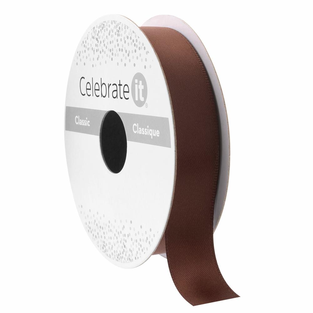 Basic Solid Ribbon | 5/8″ x 7yd. Satin Double Face Ribbon Brown Basic Solid Ribbon Basic Solid Ribbon