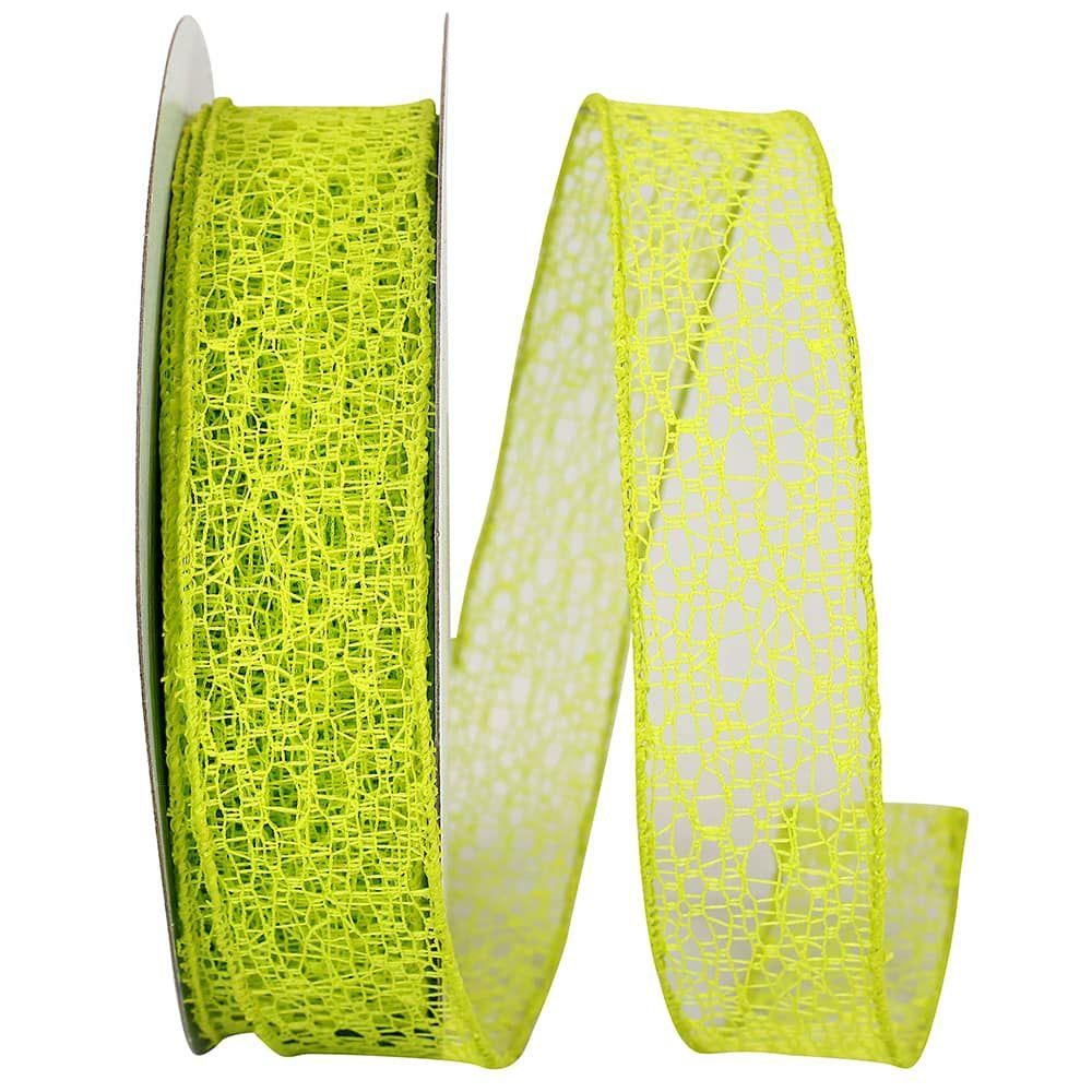 Decorative Ribbon | 1.5″ x 25yd. Web Natural Wired Ribbon Lime Decorative Ribbon Decorative Ribbon